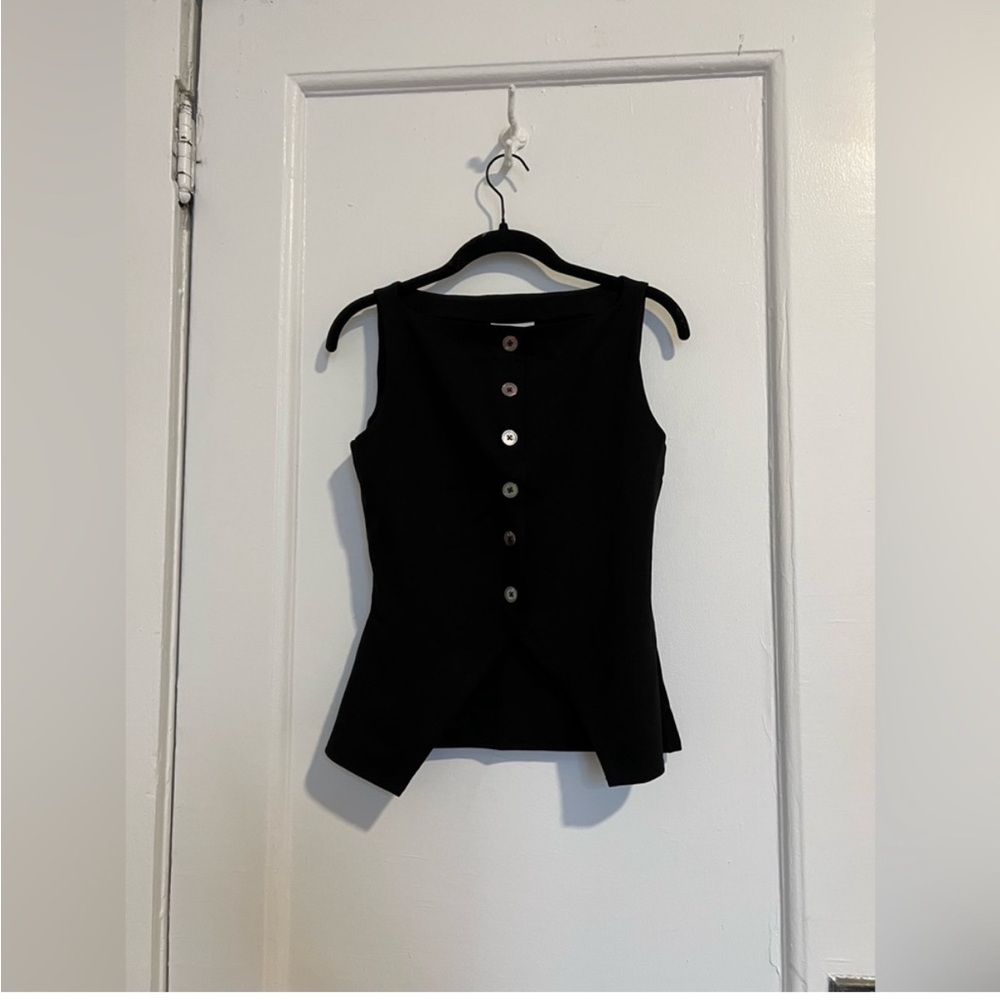 Black Reformation Sleeveless Button-Up Top